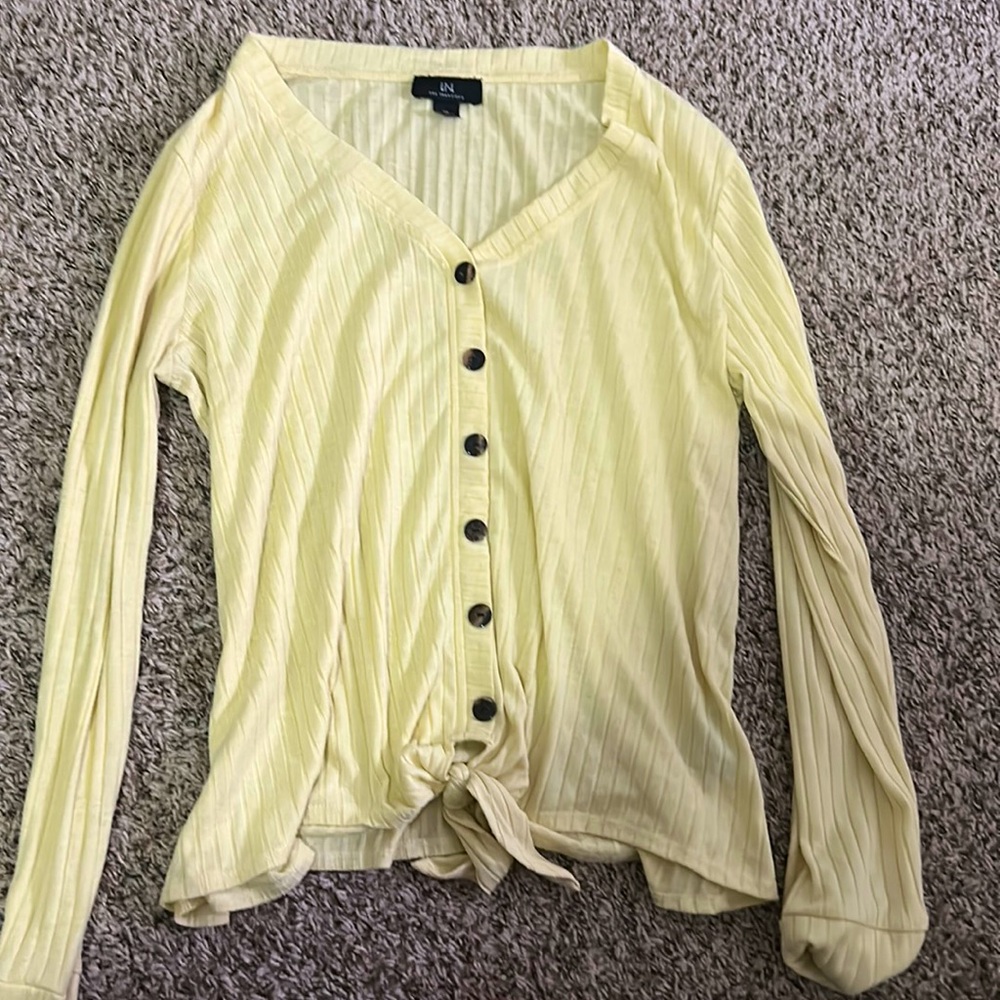 Yellow button up blouse